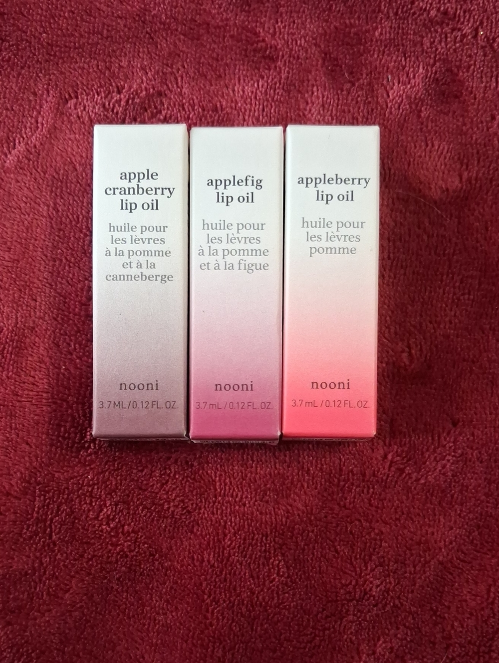 Nooni Apple Lip Oil Trio — Pink Gradient Hydrating Lip Oils